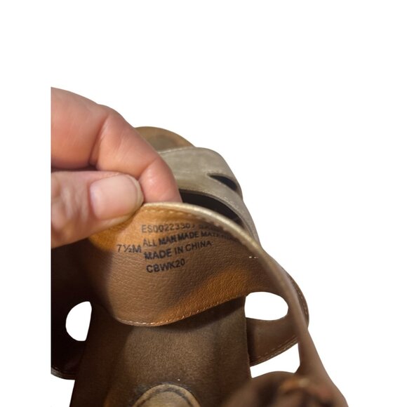 Eurosofft Gold Metallic Wedge Sandals With Cork Heel & Adjustable Strap - Picture 5 of 7